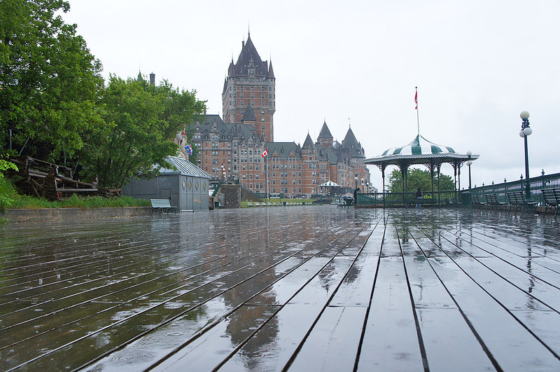Chateau Frontenac promenade looked beautiful even on a rainy day. 