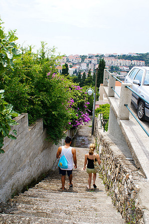 Stairs from our apartment to the main road