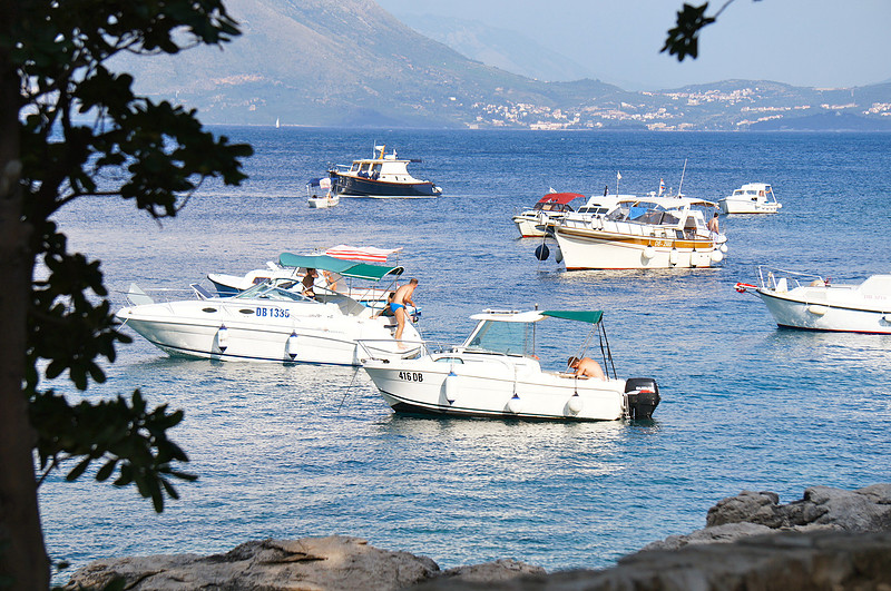 Boats docked near Lokrum Island